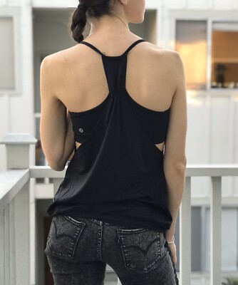 Lululemon No Limits Tank Top Built In Bra Racerback All Black Yoga  Australia