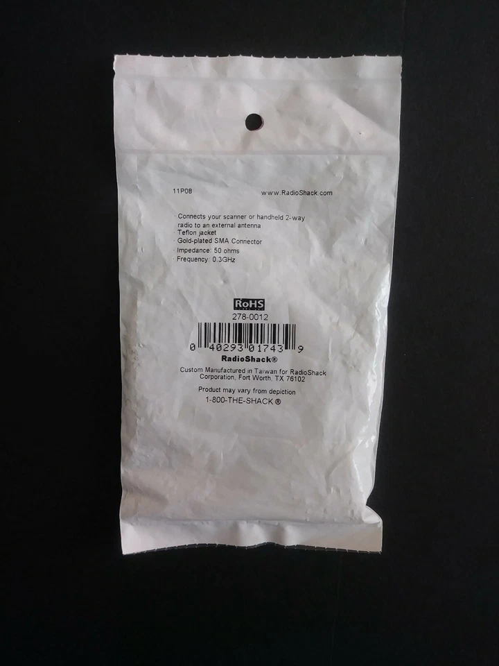 SMA Female to SO239 Female 19.68"(0.5M) RG-316 Cable by RadioShack 4 Scanner - Image 2 of 2