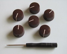 6-Pack Vintage Barrel Guitar AMP Knob Round Amplifier Knobs w/ Set Screw Brown