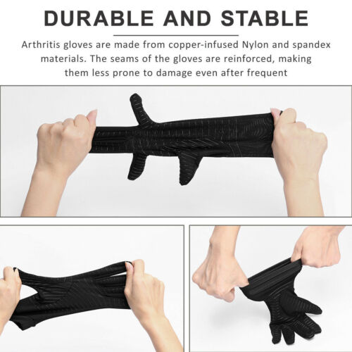 Vollfinger Kupfer Arthritis Kompression Handschuhe Hand Unterstützung Gelenk Schmerzlinderung - Bild 7 von 12