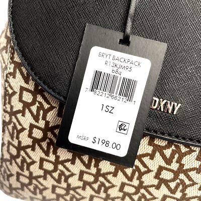 NWT DKNY Bryant Signature Backpack Bag Brown Beige Monogram Logo Flap Closure NWT DKNY Bryant Signature Backpack Bag Brown Beige Monogram  main image 4