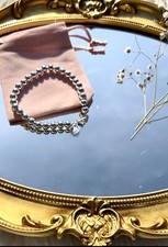 Womens 925 Sterling Silver 8mm Hollow Beaded String Chain Fashion Bracelet B432