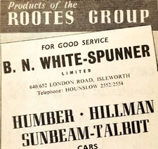 1954 White Spunner Rootes Group Services Advertisement Automobilia E89G1