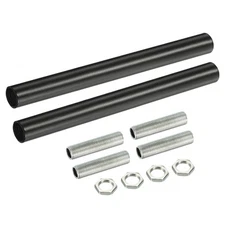 2set M10 Threaded Extension Rod Kit 5.91" Coupling Nut with Pipe Hex Nut Black