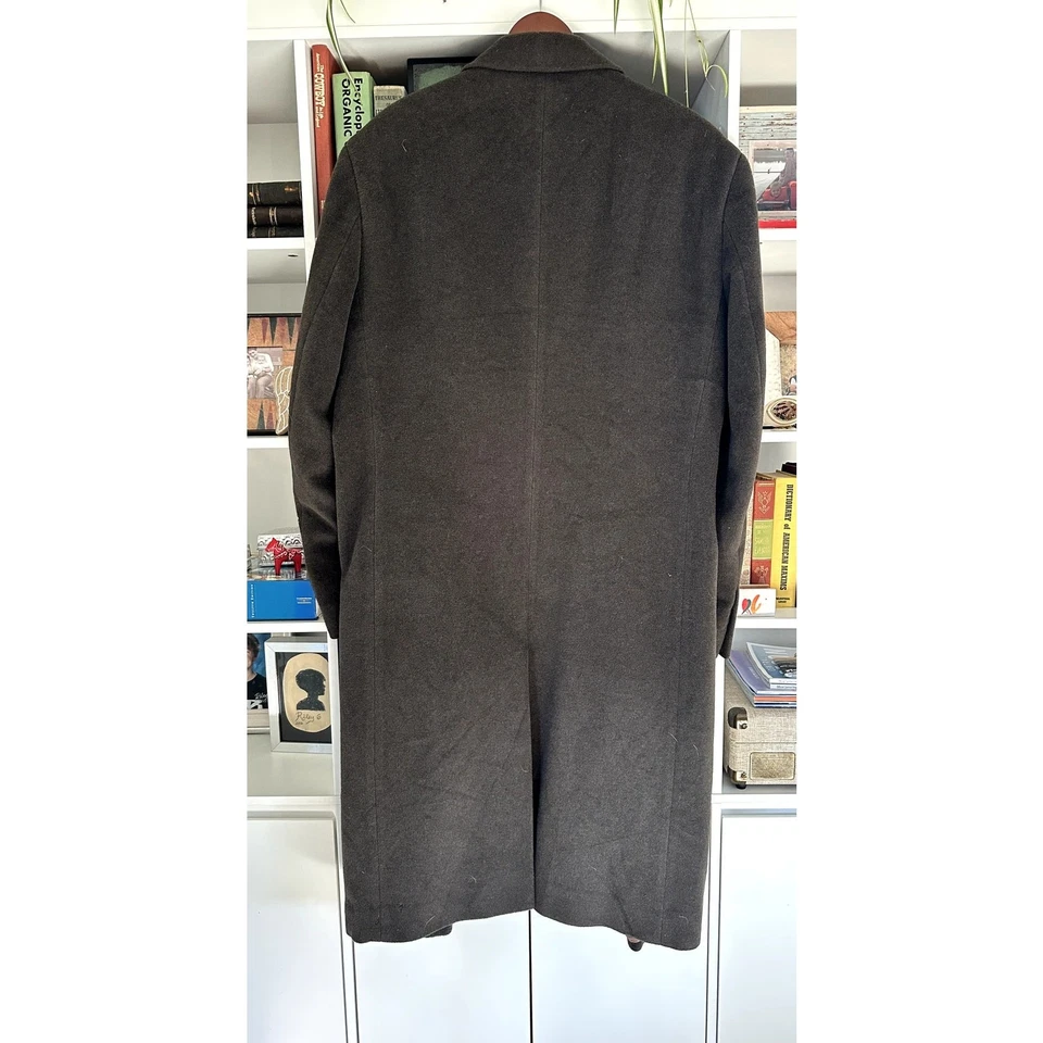 Jos A. Bank Cashmere/Wool Mens Overcoat Size 44L Chocolate Brown  - Image 4 of 4
