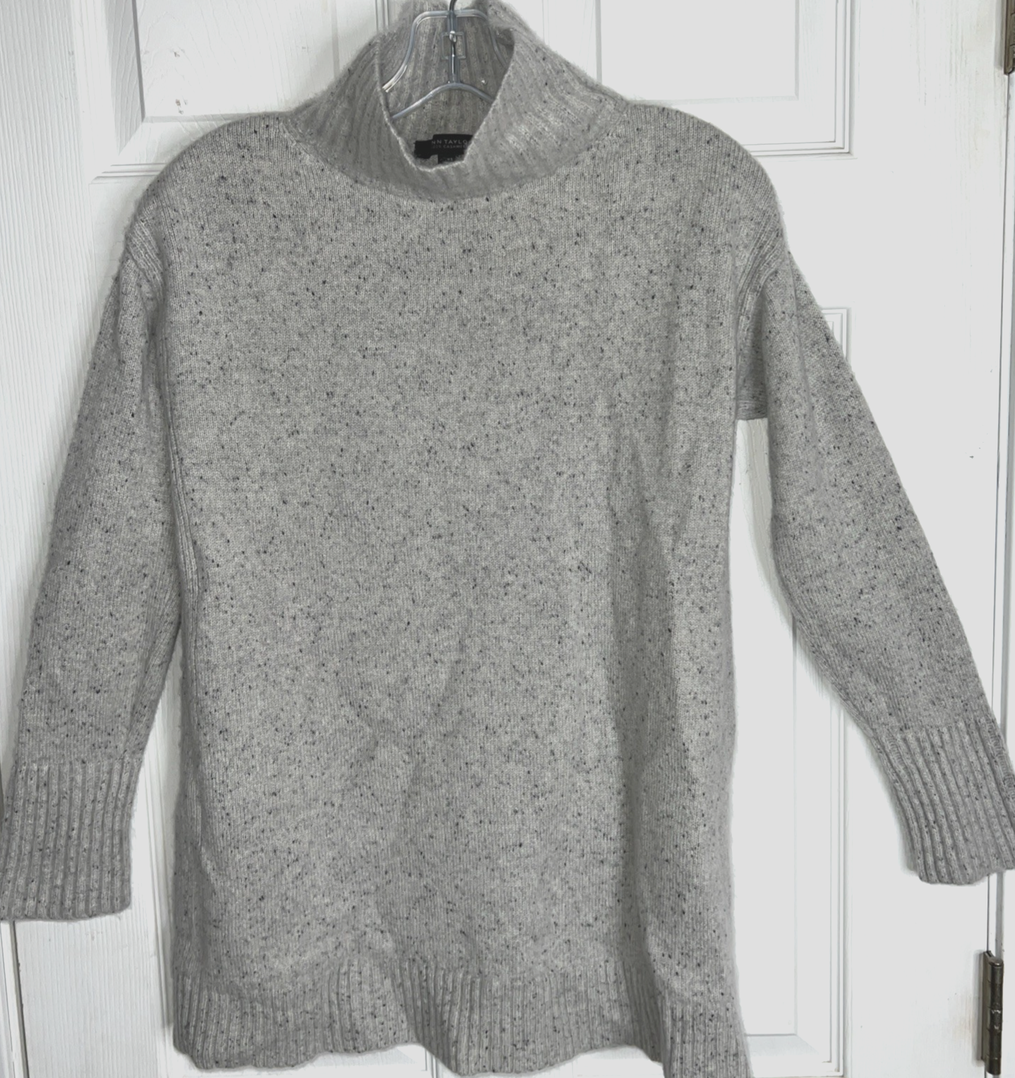 Women Sz XS X-Small Ann Taylor 100% Cashmere Gray Turtleneck Sweater Tunic