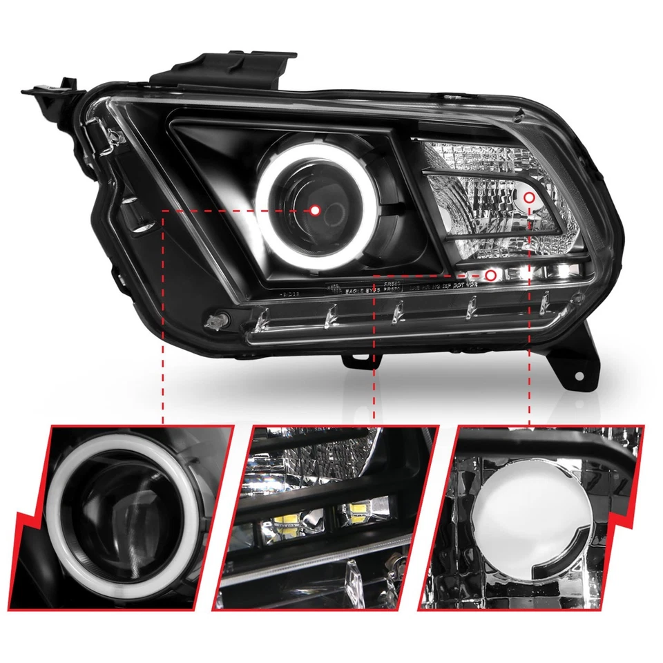 Anzo 121323 Headlight For 2010-2014 Ford Mustang Left and Right Black Housing - Image 3 of 4