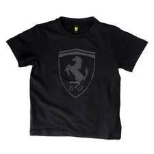 Scuderia Ferrari Boys Navy Blue Organic Cotton Crewneck Short Sleeve T-Shirt