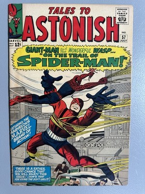 Tales to Astonish 57, 1964, CLASSIC Kirby Spider-Man, Giant-Man, Wasp Cover, 5.0