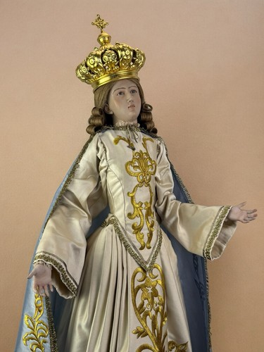 Statua Madonna Assunta vestita immacolata arte sacra 120 cm venerazione Santa - Foto 19 di 22