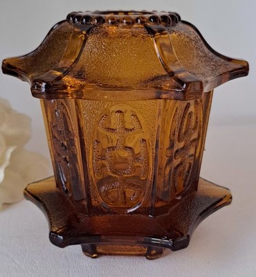 Vintage L.E. Smith Amber Pagoda Fairy Lamp | eBay