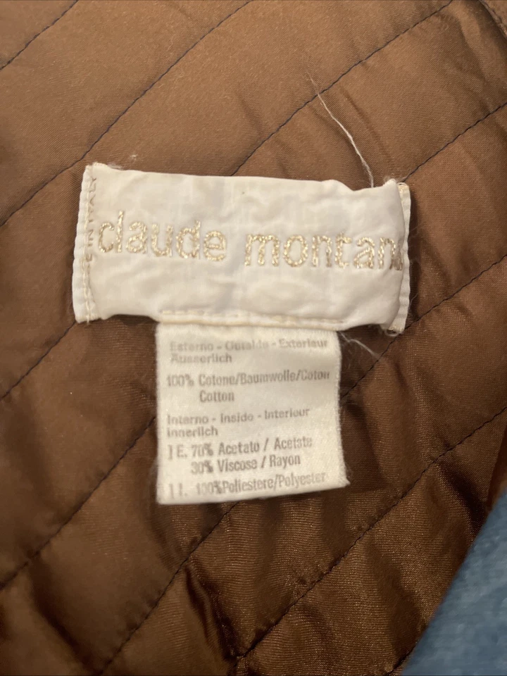 Винтажный 1980-х моды Claude Montana джинсовой ткани стеганая куртка вельветовый воротник размер 6 - Изображение 2 из 4