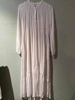Lovestitch Tiered Ruffled White Maxi Dress Prairie Cowgirl Western Cottagecore S