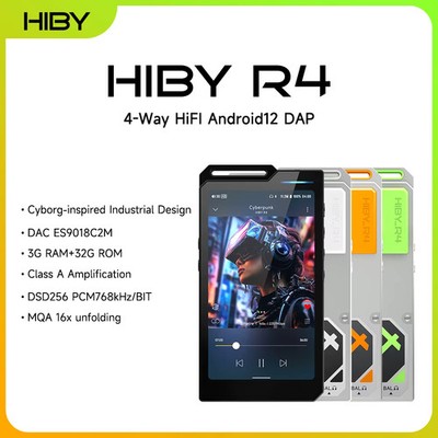 HiBy R4 ES9018Q2M*4 Android12 HiFi Music Player MP3 Audio Bluetooth WiFi DSD2...