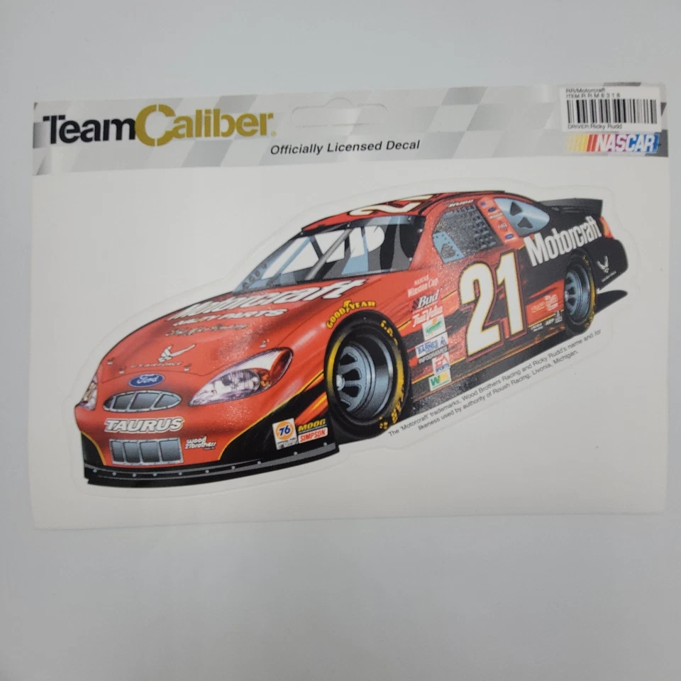 Calcomanía adhesiva roja calibre equipo Ricky Rudd #21 con licencia Ford Motorcraft Nascar Foto 2 de 4