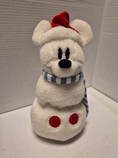 2001 Disney Store 12" Mickey Mouse Snowman Plush Santa Used Stuffed Animal
