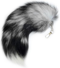 Faux Fur Keychain Black Fluffy Fox Tail Therian