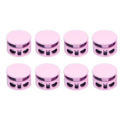 8Pcs Round Cord Locks, 4mm Metal Double Hole Spring Toggle Stopper, Pink