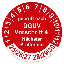 Placa de prueba comprobada según la norma DGUV 4 próxima fecha de prueba 25-30 rojo LTA008