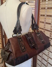 Vintage Leather Grunge Shoulder Bag Worn Brown Leather East- West Purse Rustic