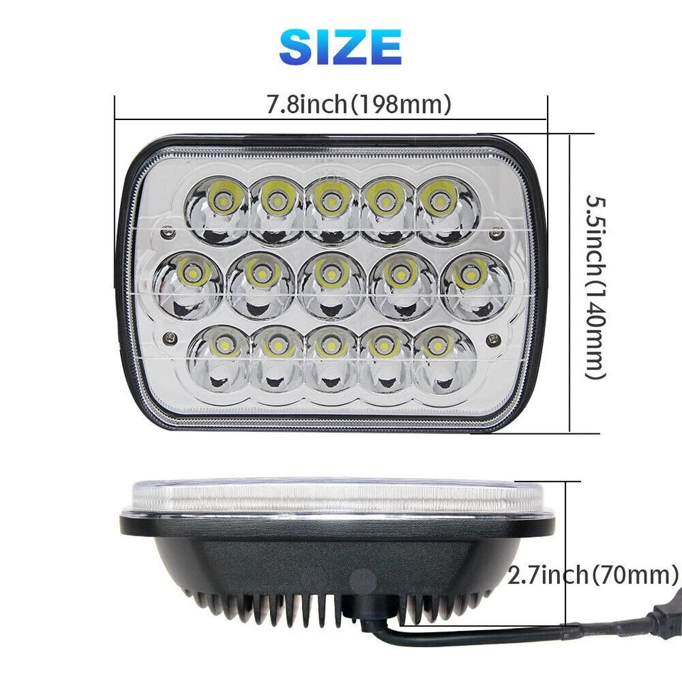 Par de faros LED para Jeep 84-2001 Cherokee XJ 86-1995 Wrangler 5x7" 7x6 Foto 4 de 4