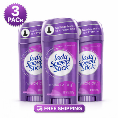 Lady Speed Stick Invisible Dry Antiperspirant Deodorant Shower Fresh 2.3  3 Pack