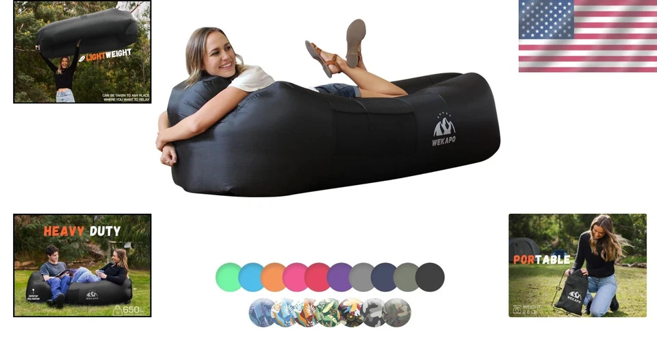 Lightweight Inflatable Hammock with Carry Bag - Image 2 of 4