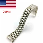 20MM Solid Stainless Steel Strap Bracelet Curved End President Gold Watch Band