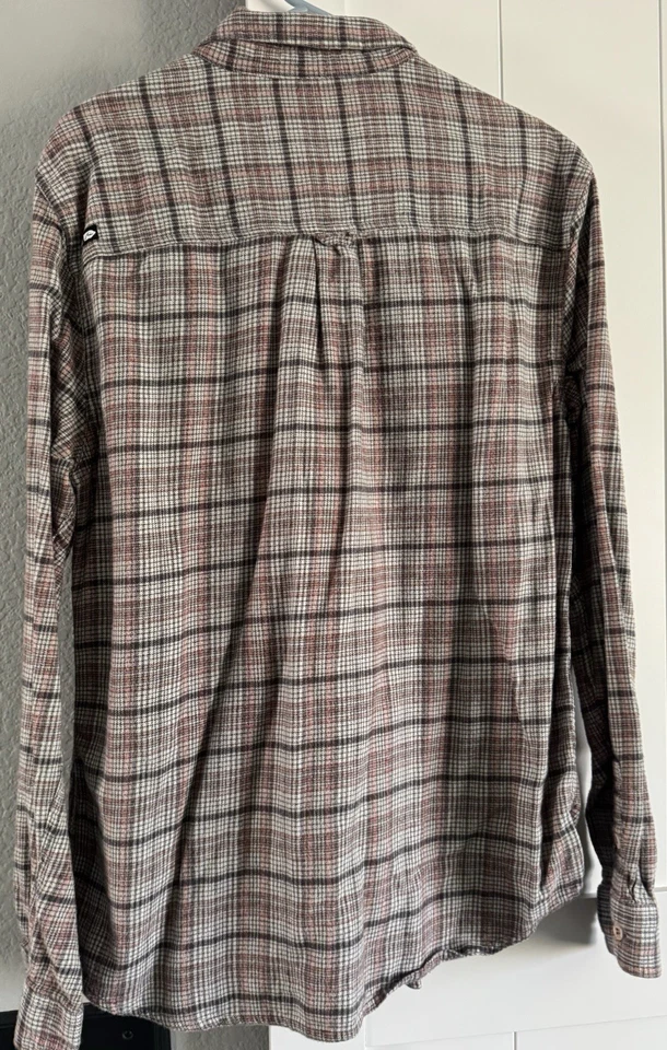 Винтажные ржавые XL красные/серые клетчатые фланелевые карманы с длинным рукавом на пуговицах Y2K - Изображение 2 из 3