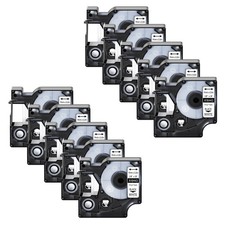 10PK 18443 Black on White IND Vinyl Labels Tape 3/8" for DYMO Rhino 6000 4200