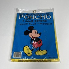Mickey Mouse Yellow Poncho Vinyl Adult One Size Disney Open Unused