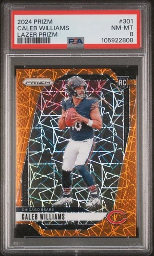 2024 PANINI PRIZM LAZER PRIZM #301 CALEB WILLIAMS ROOKIE RC PSA 8