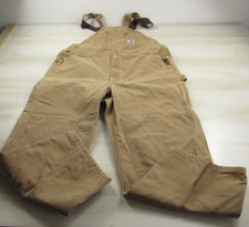 Carhartt Overalls Men 44x30 Brown Duck Bib Canvas Workwear Outdoor USA Union