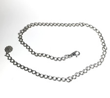 Women's Chain Belt XS-S Silver Simple Floral Charm Metal Links Simple Body Belly