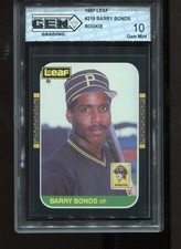 Barry Bonds Rookie 1987 Leaf #219 RC Card MLB Giants Pirates GEM MINT 10. rookie card picture