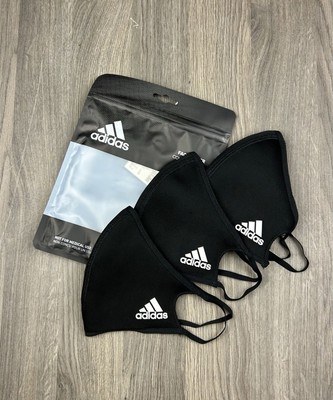 Adidas Genius Gesichtsmaske Abdeckung 3 Stück Schwarz Kleine Größe Neu