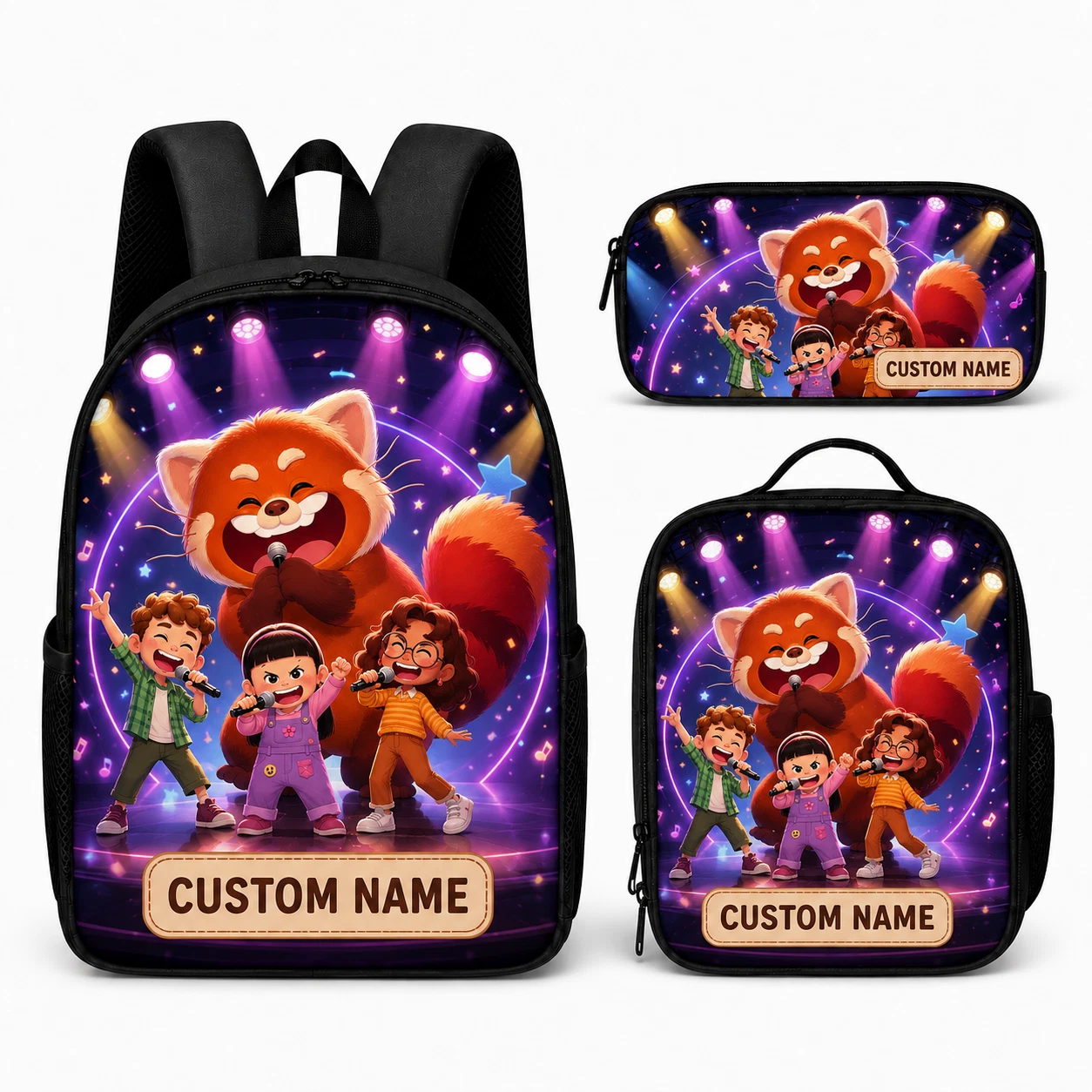 Custom Name 3Pcs Backpack Set Cute Concert Friends Singing Stage Bookbag