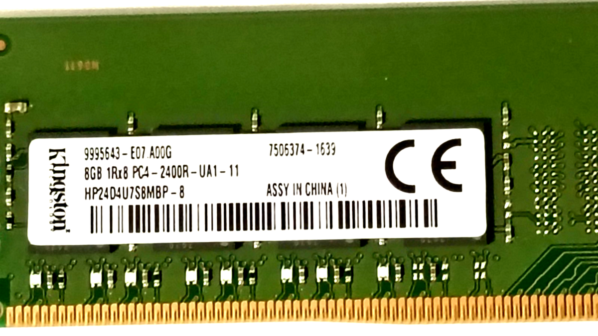 HP24D4U7S8MBP-8 Kingston 8GB 1Rx8 PC4-2400R-UA1-11 Desktop Memory