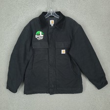 Carhartt Jacket Men Large Corduroy Canvas Coat Arctic Quilt Lined Black C003 BLK