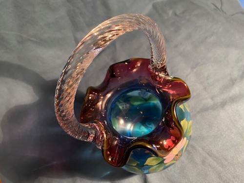Fenton 2003 Mulberry Basket 3284 M5 1539/1950 B. Huggins hand painted +UV Glow - Picture 15 of 17
