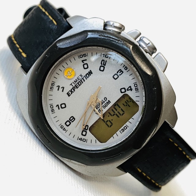 2001 Timex Expedition i-Control Indiglo 43mm Men's Watch Brown Leather Ani-Digi | eBay
