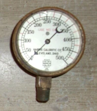Harris Calorific Co US Gauge Co Vintage PSI Pressure Gauge Crescent Needle 0-500