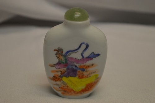 ANTIQUE MARK CHINESE FAMILLE ROSE PORCELAIN SNUFF BOTTLE JADE STOPPER - Picture 3 of 10