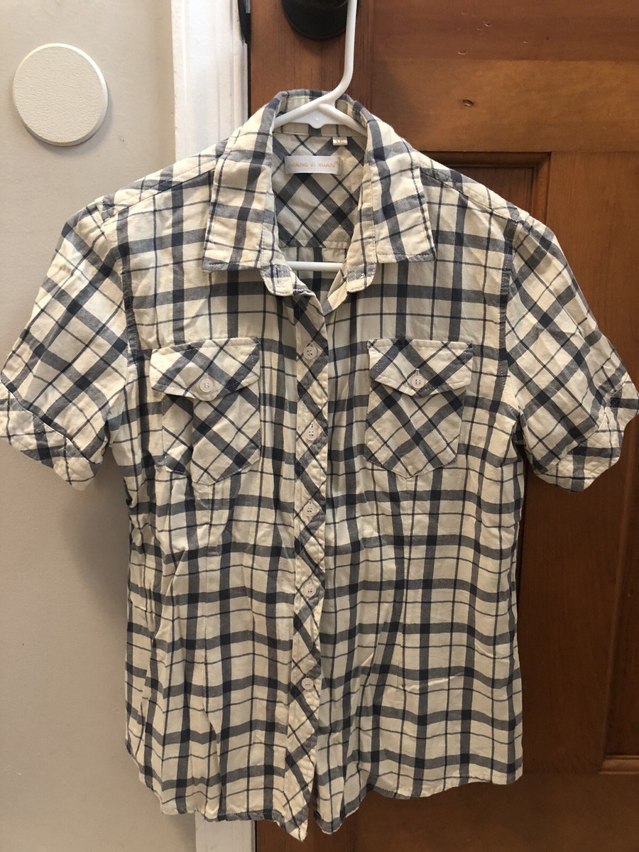 【U LAN】Pocky Button Neck Collar Check Shirt WBBuck Check Shirt - Blue Check – Woodbird EU