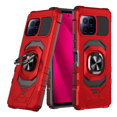 For T-Mobile Revvl 7/7 Pro 5G Case Shockproof Ring Stand Cover + Tempered Glass