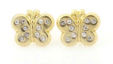 14k Gold Butterfly Earring With Screw Back, 14k Girl Stud Earrings