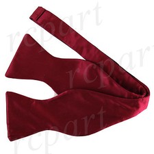 New in box men's self tie free style bow tie solid color 100 silk prom burgundy