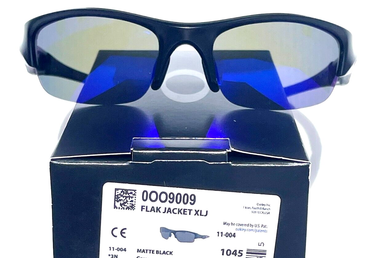 NEW Oakley FLAK JACKET Matte Black POLARIZED Galaxy Blue Lens