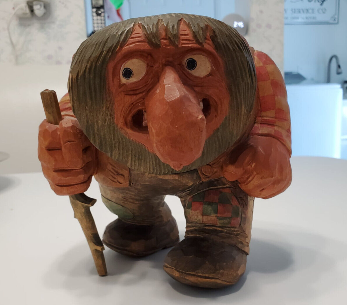 Rare Vintage Anton Sveen Midcentury Handcarved Birchwood Troll