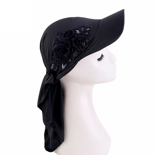 Muslim Women Sequin Turban Visor Cap Hijab Brim Hat Wrap Sun Hat Headscarf Cover - Picture 10 of 27